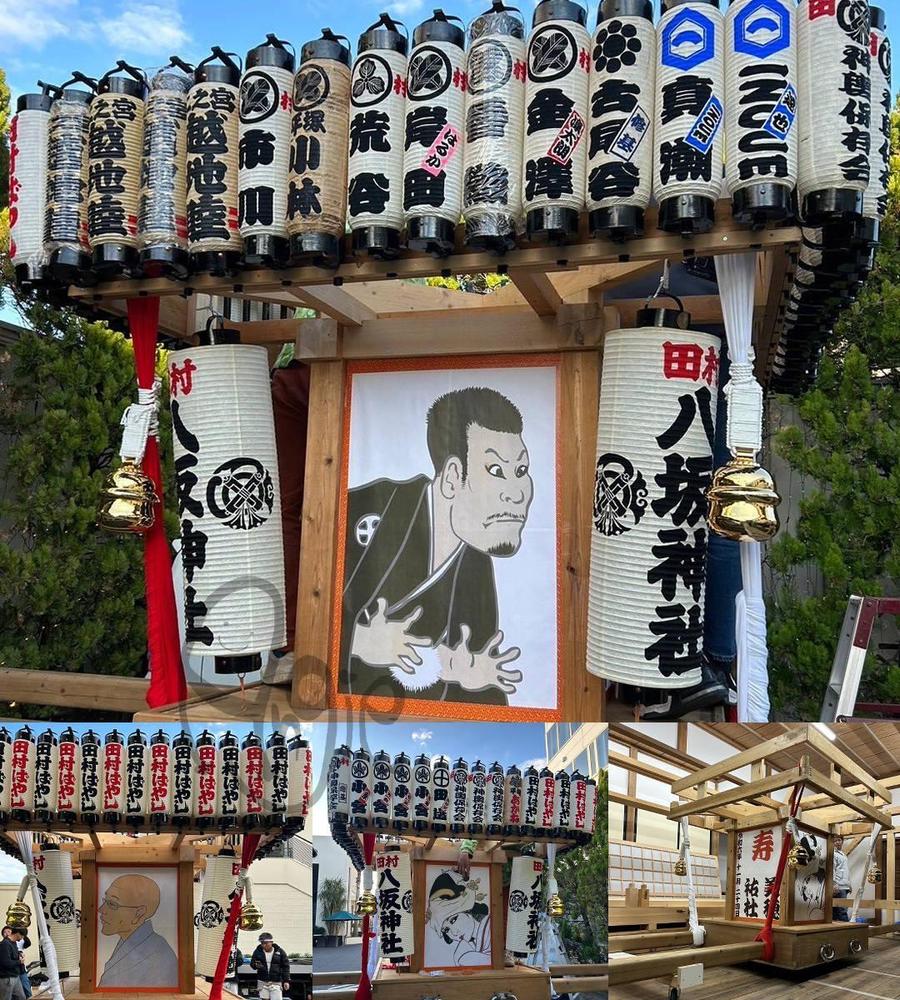 結婚式の披露宴で使われた万灯神輿用に浮世絵風の似顔絵を制作致しました