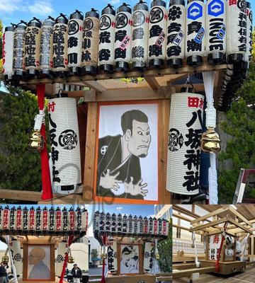 結婚式の披露宴で使われた万灯神輿用に浮世絵風の似顔絵を制作致しました