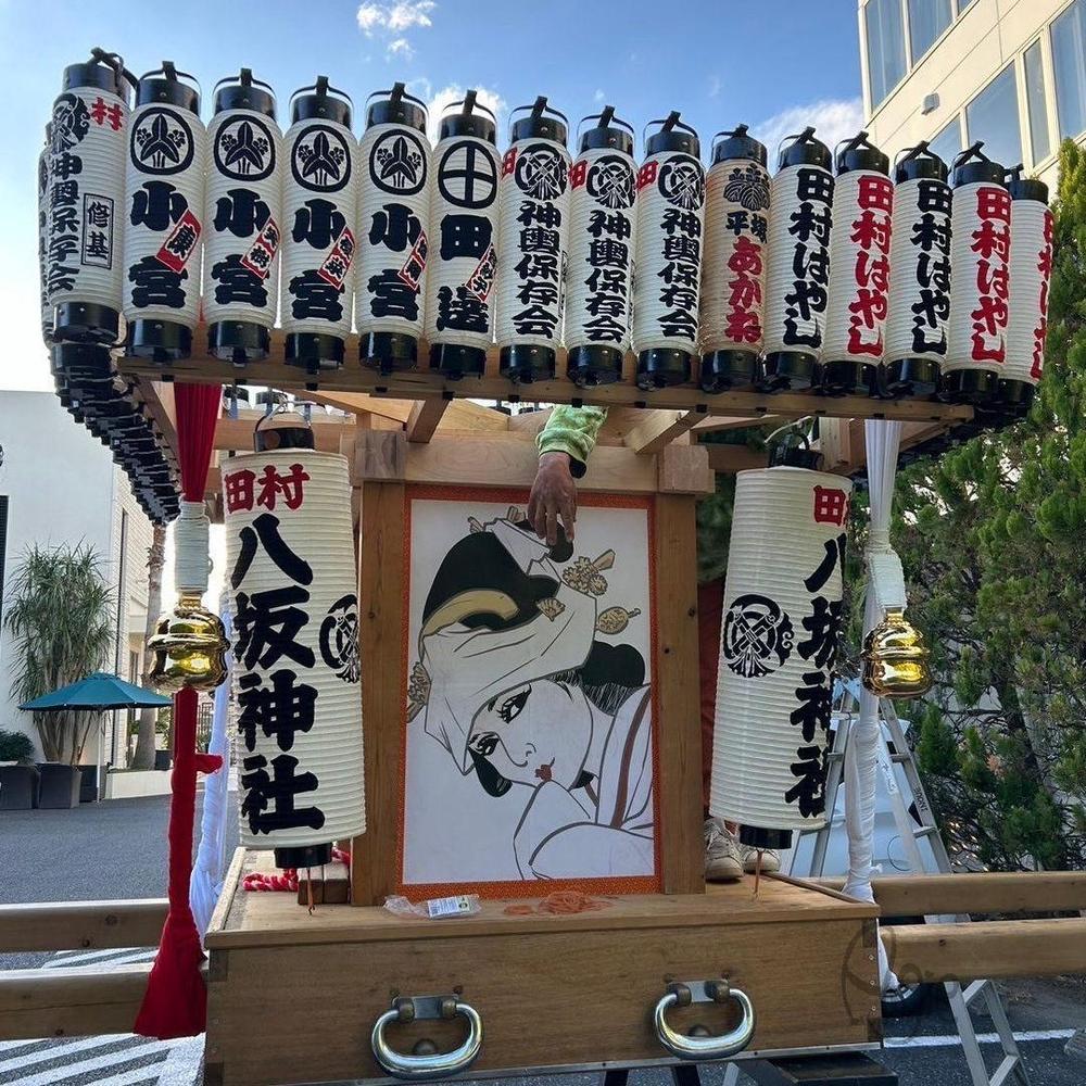 結婚式の披露宴で使われた万灯神輿用に浮世絵風の似顔絵を制作致しました
