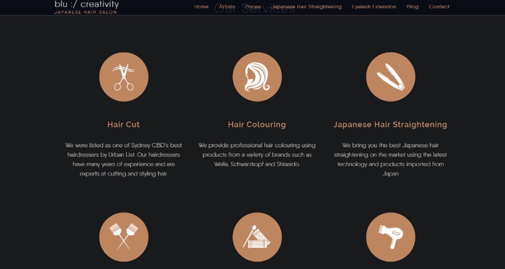 女性の髪型のためのウェブサイトの開発ました