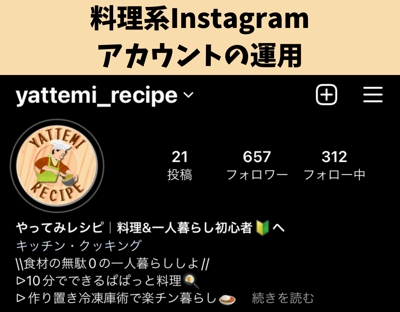料理系Instagramのアカウント運用を行いました