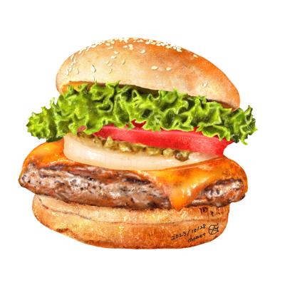 ハンバーガーを描きました
