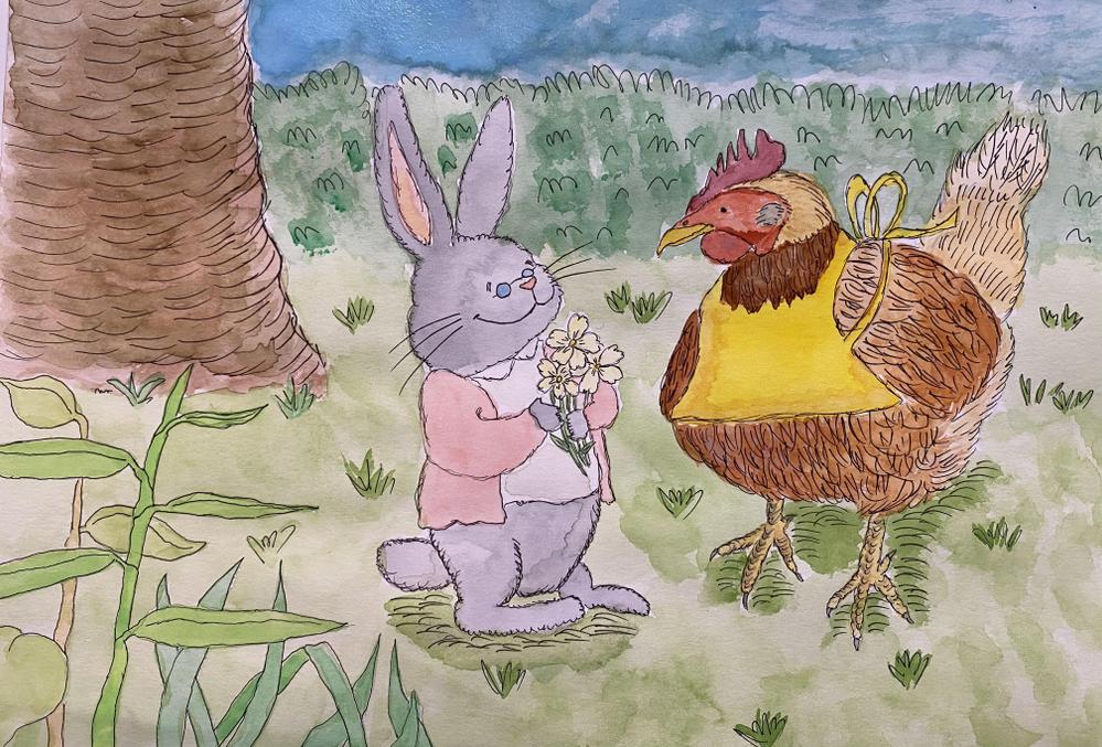 老人ホームのパンフレットの挿絵、看板のイラスト制作をしました