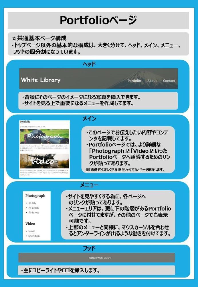 ポートフォリオサイトとして作成しました。
会社のコーポレートサイトとしても必要な機能を揃えました