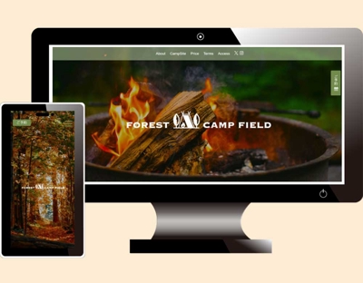 『ForestCampField』という架空のキャンプ場の公式サイトを作成しました