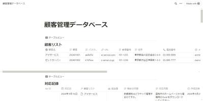 Notionによる顧客データベースを作成ました