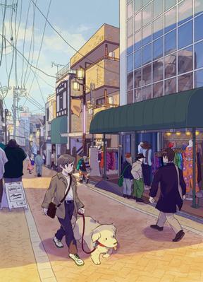 高円寺の街並みを描きました