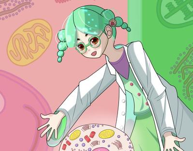 細胞学研究者の女性キャラクターを描きました