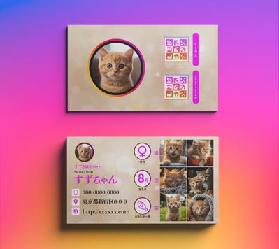 インスタ風名刺（ペット記念カード：猫）を作成しました