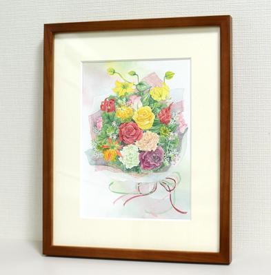 プロポーズに使用したブーケの水彩画を制作しました