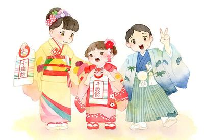 七五三の人物イラストカットを自主制作しました