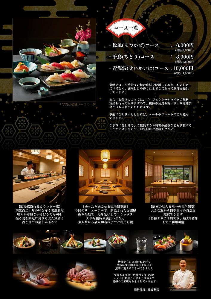 寿司屋の忘年会・新年会キャンペーン用のチラシを制作しました