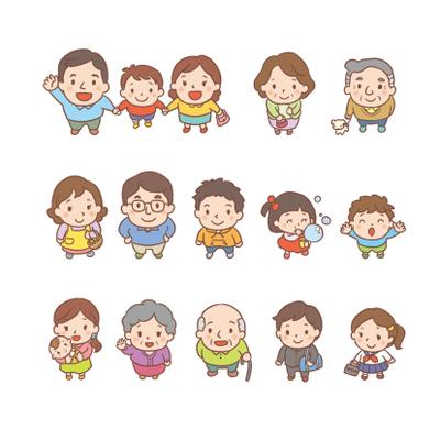 ファミリーのイラストをかわいいタッチで描きました