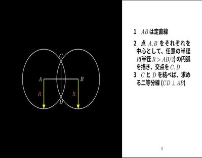 垂直二等分線の作図手順を、わかりやすくアニメーション化しました