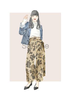 【オリジナルイラスト】20代向けファッション雑誌に掲載のファッションイラストを想定して制作しました