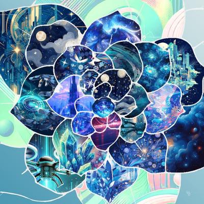 AIイラストのオリジナルコラージュで、不可能を可能にする花言葉を持つ青い薔薇を作成しました