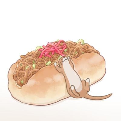 焼きそばパンのイラストを作成しました