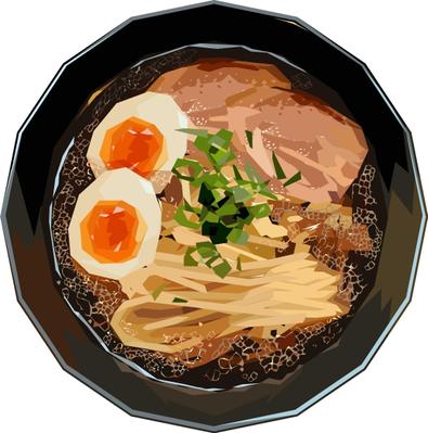 ベクターで直線パスのみでラーメンを描きました