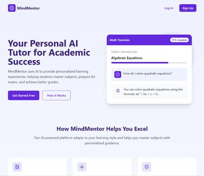 MindMentorはAIで学習を支援し成績向上を目指します。ました