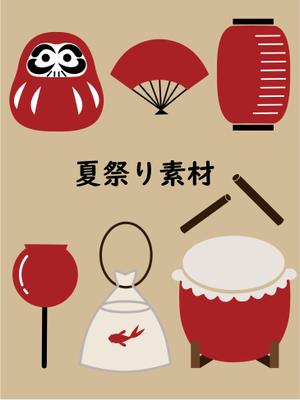 フリー素材・販売素材サイトに登録している「夏祭り素材」をまとめて制作しました