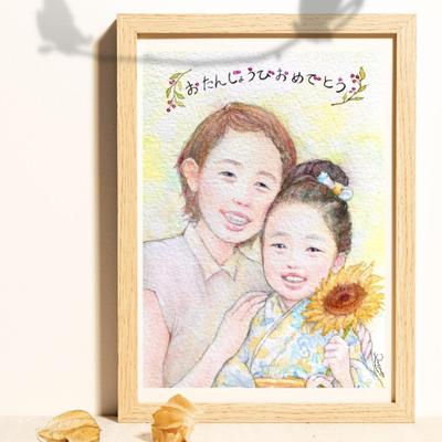娘さんのお誕生日プレゼントとして、お母さまとのツーショットを制作しました