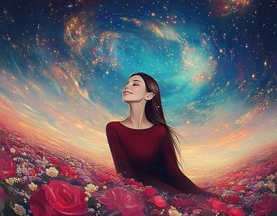 心が解き放たれる、美しき宇宙と花の世界をイメージして制作しました