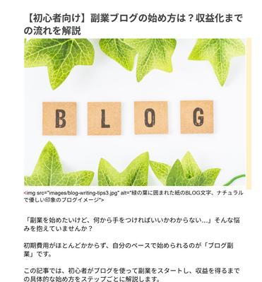 
実用記事
　「【初心者向け】副業ブログの始め方は？収益化までの流れを解説」を作成しました