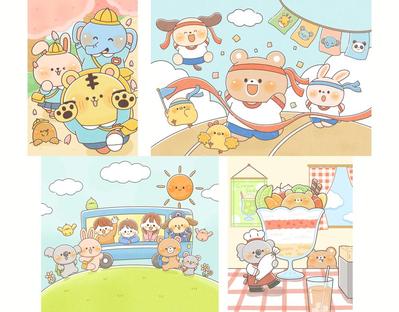 【オリジナル】動物×日常をイラストにしました