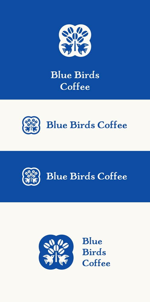 架空のコーヒーショップ、「Blue Birds Coffee」のロゴマークを作成しました