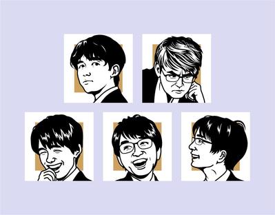 モノクロ似顔絵を描きました