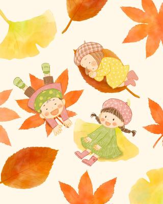 秋をテーマにした手描き風イラストを制作しました