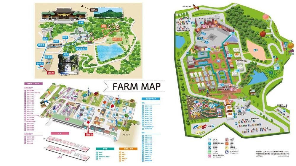 見る人の感性に沿ったイラストマップ、園内案内図を作ります