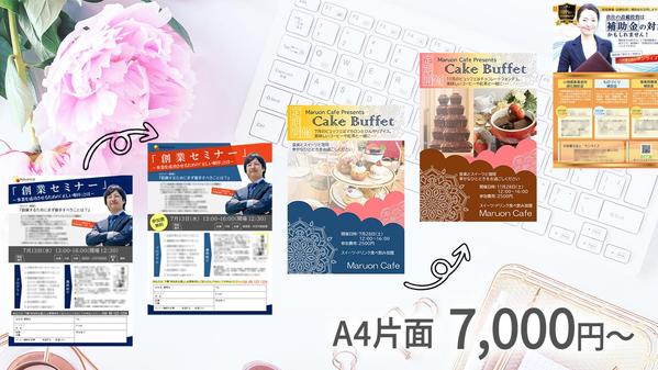パワーポイントで編集できるチラシやメニュー作成いたします