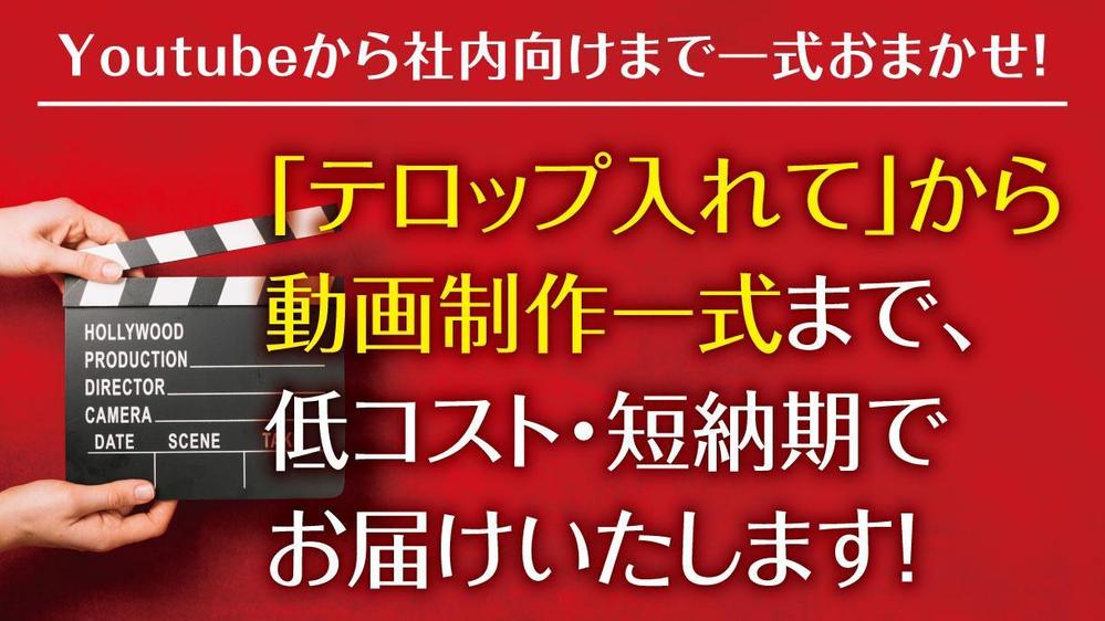 テロップ入れから完パケ動画まで、Youtubeや社内向けの教育動画制作します