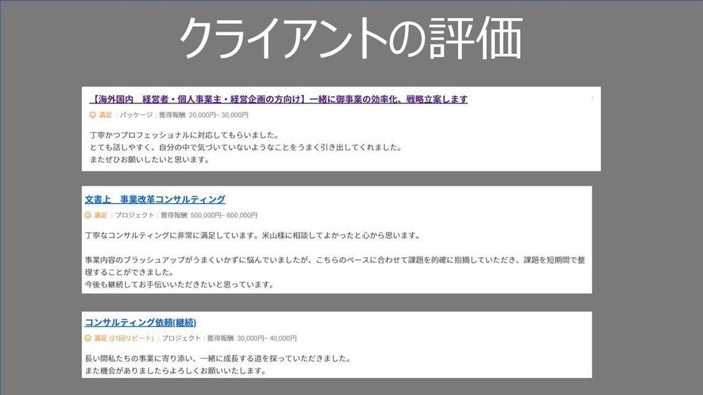 国内海外経営者・個人事業主・経営企画向け】一緒に御事業の効率化、戦略立案します|ビジネスコンサルティングの外注・代行|ランサーズ