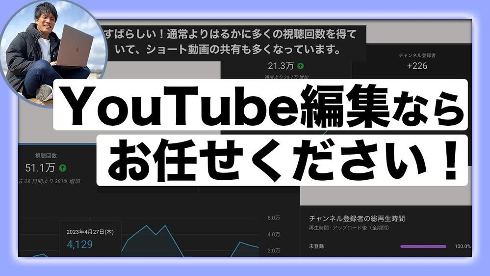 【YouTubeでの目的達成への第一歩】YouTube編集+サムネイル制作を承ります