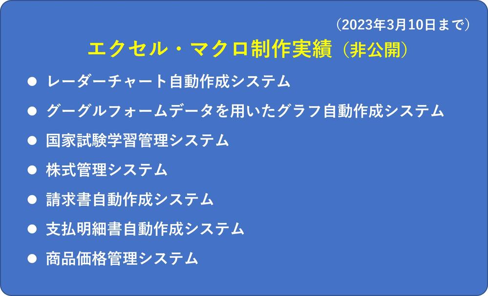 エクセルのマクロ（VBA）を作成して、作業の効率化を図ります