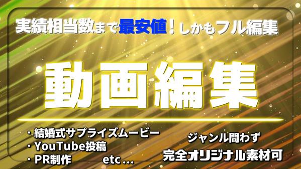 YouTuber向け企画動画や広告用PR動画・結婚式OPムービー等制作致します