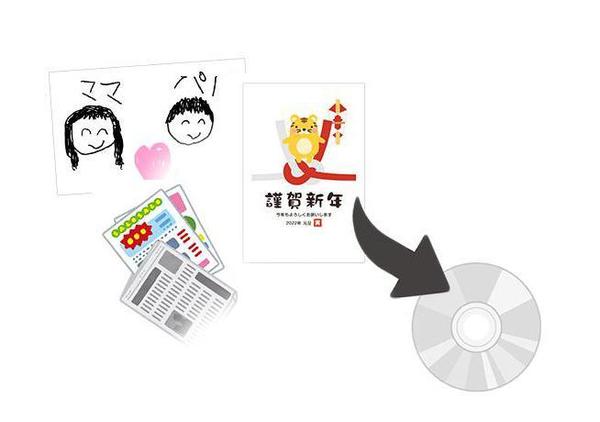 家族・記念写真、年賀状、プリクラ等、大量のデータをDVDにまとめます