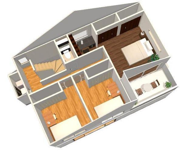 奥様が惹き込まれる鳥瞰間取り図と内観パースを平面図を元に作成します