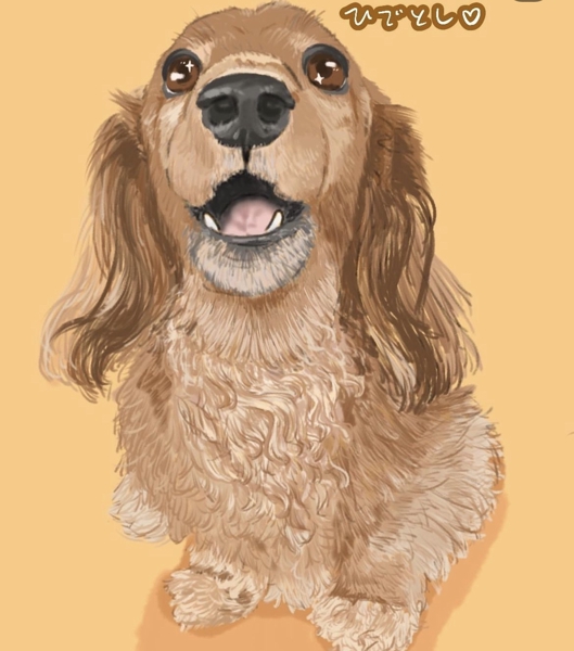 愛犬のイラスト人物描き写真だけではなく一つの思い出のアートとして思い出を提供ます