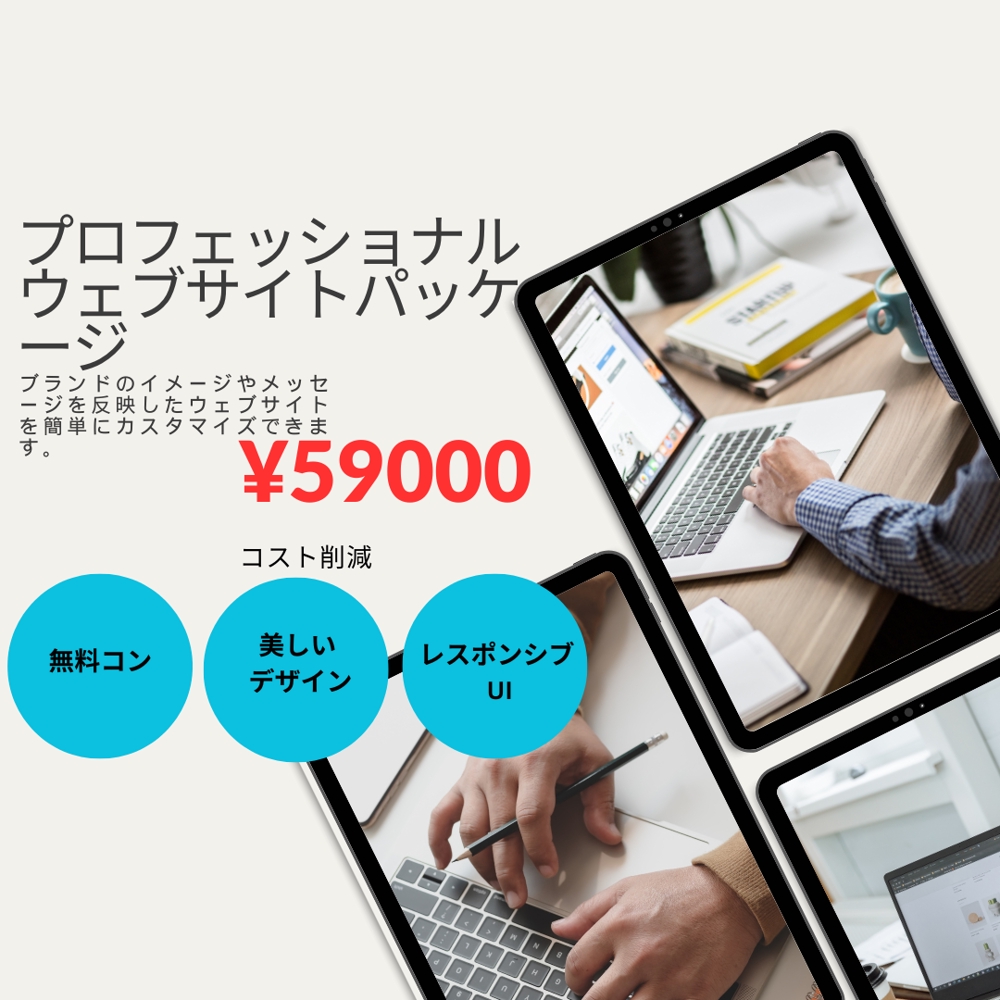  ¥59000 でプロフェッショナルなビジネスサイトを構築します。ます