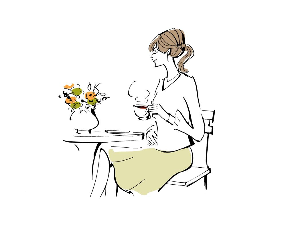 スタイリッシュに人物や背景イラストを、少しだけ色つけして描かせていただきます
