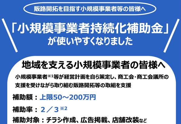 小規模事業者持続化補助金の申請から報告までお手伝いお手伝いさせていただきます