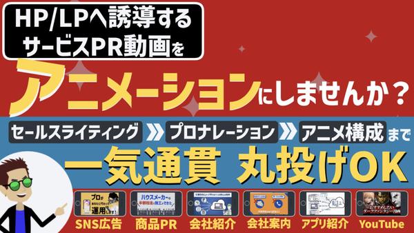【PR動画制作を丸投げ】HP・LPへ誘導するサービスPR動画をアニメで制作します