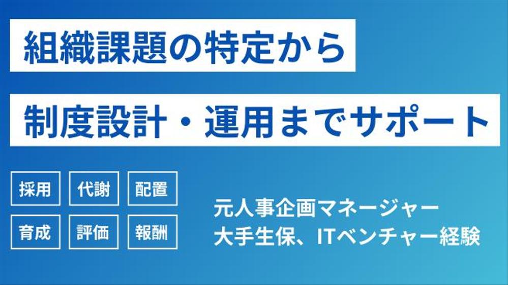 【時間単価制｜カスタマイズ可】組織課題の特定から制度設計・運用構築までサポートします