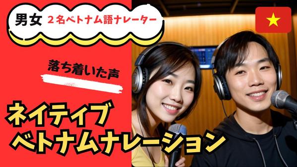 ベトナム出身、男女2名の声優がベトナム語ナレーションをします