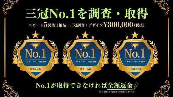 あなたのビジネスで三冠No.1を取得・エビデンスを提供します