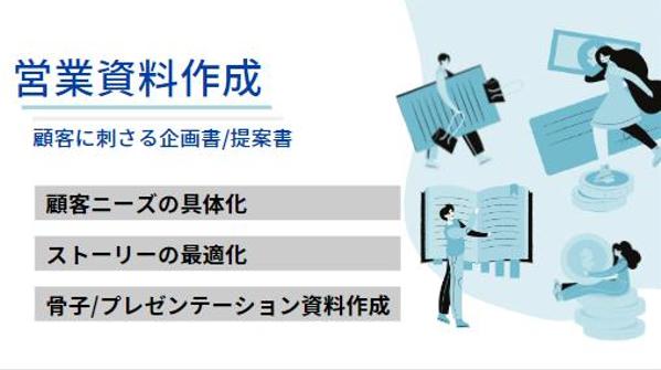 営業資料（企画書、提案書など）の具体化をお手伝いします