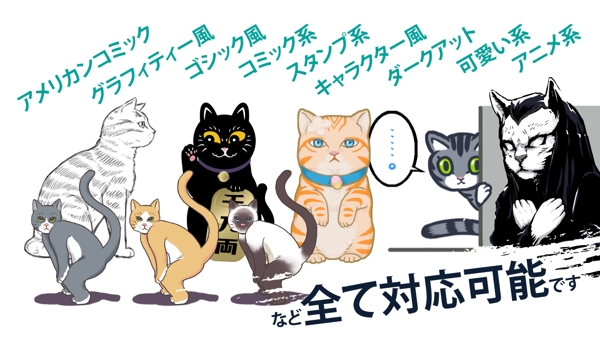 猫関連のイラスト・キャラクター・スタンプ・絵を作成します